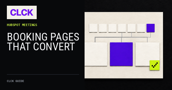 Illustrative HubSpot Meetings booking page thumbnail with session times and a compact booking form.