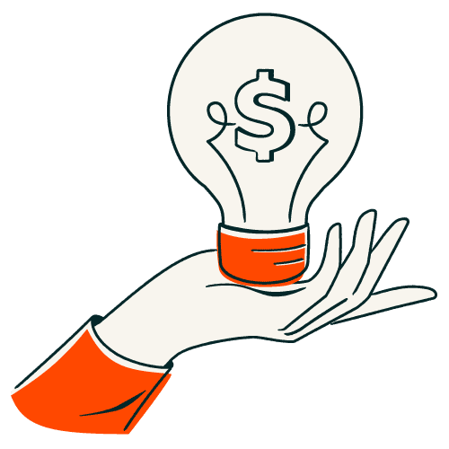Innovative lightbulb with dollar sign representing business ideas and financial growth.