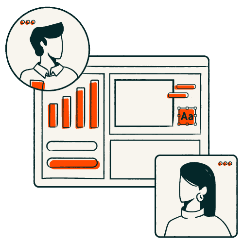 Data analytics and digital marketing strategy illustration with HubSpot tools.