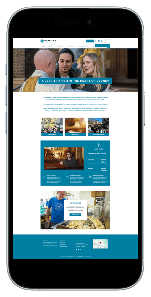 St Canticus Parish Sydney community church website homepage with event info and involvement options.
